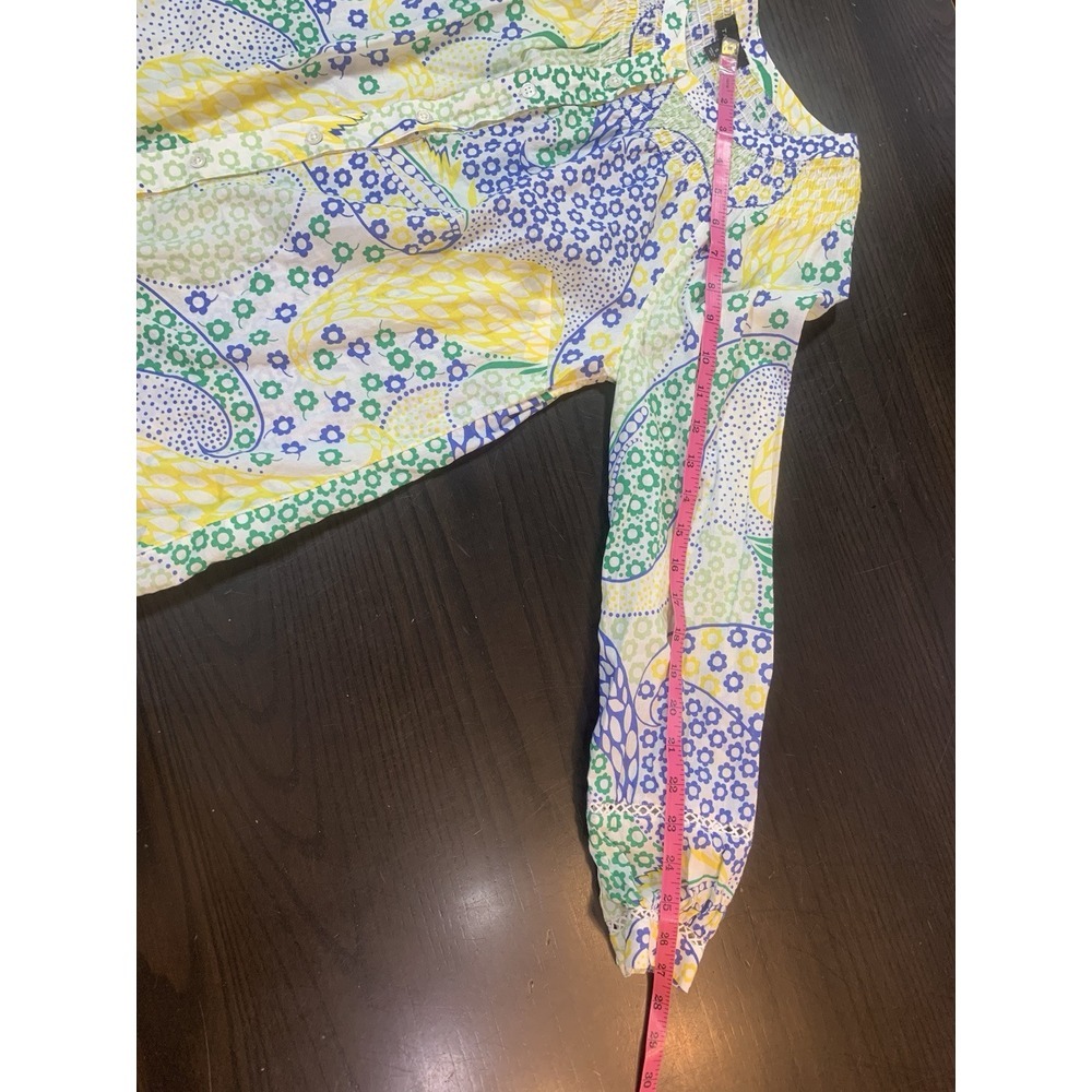 Talbots‎ Shirt Women Small Paisley Smocking Yellow Peasant Button Crochet Boho - Picture 11 of 12